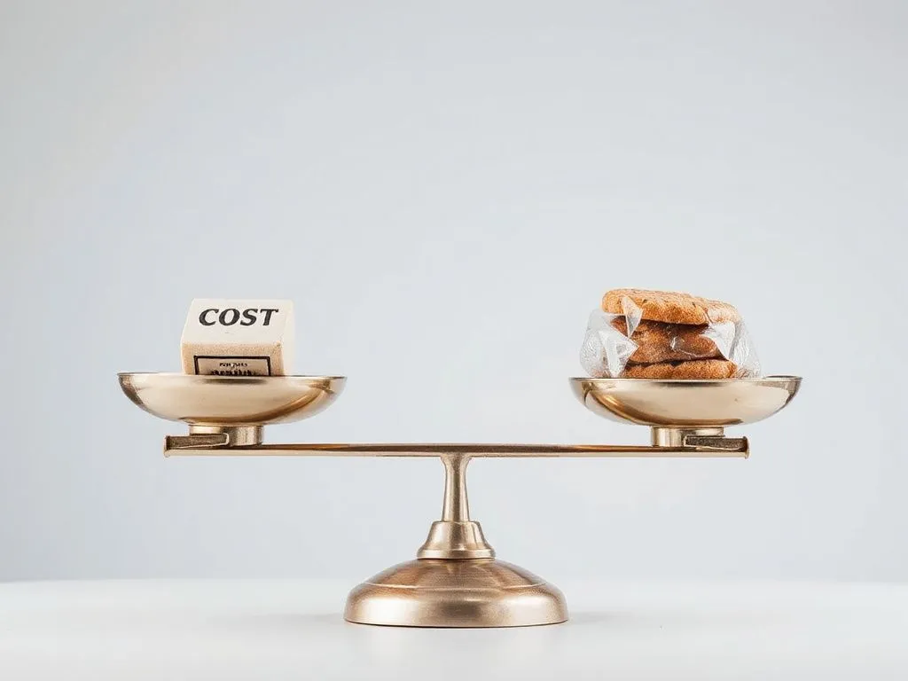 A conceptual image of a scale balancing cost and features, representing the concept of prioritizing between affordability and functionality in choosing accounting software